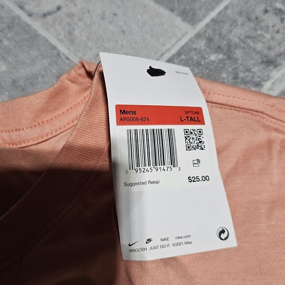 New Men's Nike Sportswear JDI Just Do It Tee Light Salmon AR5006-824 Size LT - Picture 5 of 5